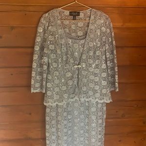 R&M 2 piece size 12 Silver Formal Dress
